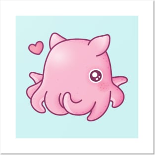 Cute Pink Flapjack Octopus Posters and Art